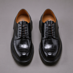 Black Croc Print Leather Orion Chunky Derby Shoes