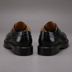 Black Croc Print Leather Orion Chunky Derby Shoes