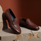 Brown Leather Demetrius Slip On Unlined Loafers - Comfort First Edition
