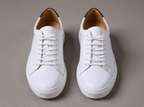 White Leather Sprint Lace-Up Sneakers with White Sole Summer Collection