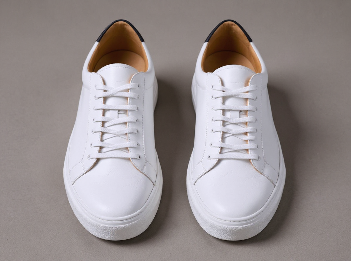 White Leather Sprint Lace-Up Sneakers with White Sole Summer Collection