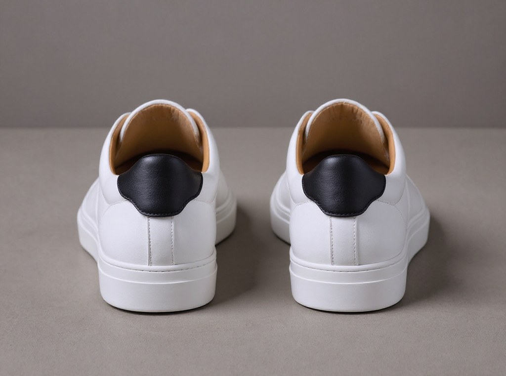 White Leather Sprint Lace-Up Sneakers with White Sole Summer Collection