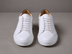 White Leather Sprint Lace-Up Sneakers with White Sole Summer Collection