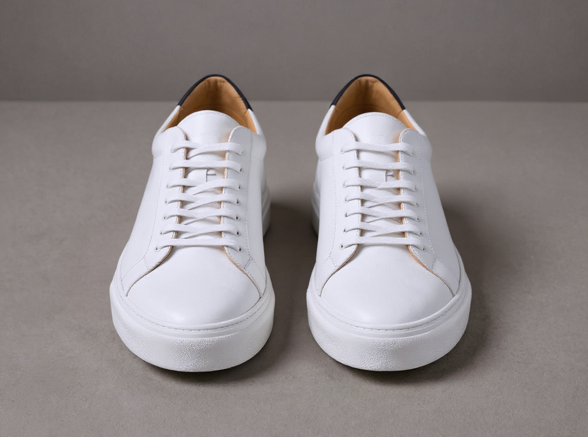 White Leather Sprint Lace-Up Sneakers with White Sole Summer Collection