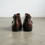 Men's Reddish-Brown and Brown Cap-Toe Leather Double Monk Strap Chukka Boots — Marchington