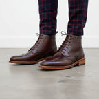 Men's Brown Wingtip Leather Derby Ankle Boots — Vatton