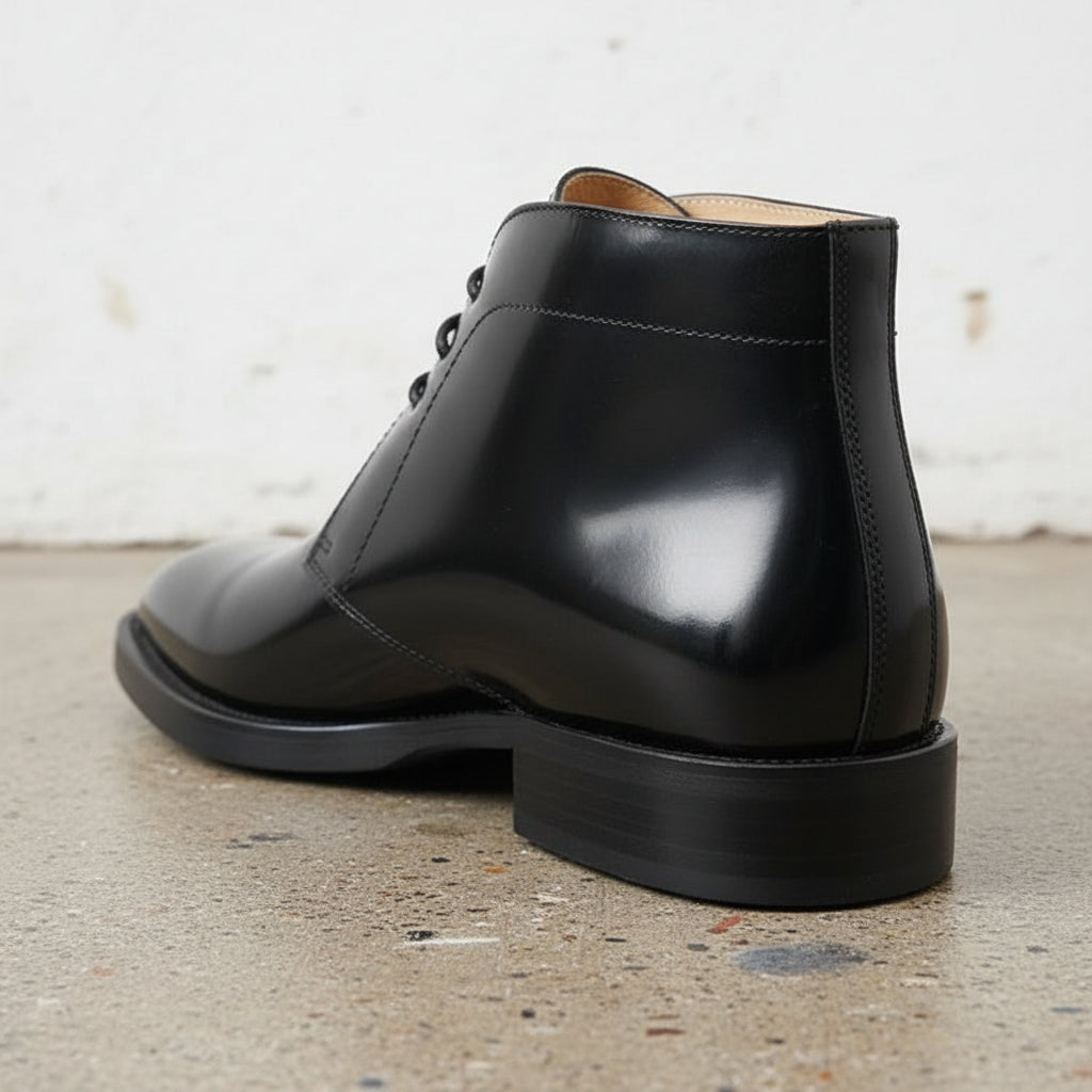 Men's Black Patent Leather Chukka Boots — holwood
