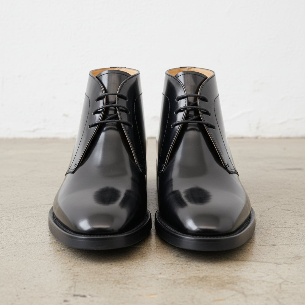 Men's Black Patent Leather Chukka Boots — holwood