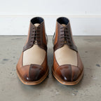 Men's Brown and Beige Cap-Toe Leather Derby Boots — hulton
