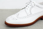 Men's White Wingtip Leather Derby Brogues —kendale