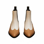 Luxury Dual-Tone Croco Leather Chelsea Boots with Metallic Gold Heel