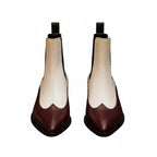 Luxury Dual-Tone Croco Leather Chelsea Boots with Metallic Gold Heel