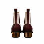 Luxury Dual-Tone Croco Leather Chelsea Boots with Metallic Gold Heel