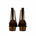 Luxury Dual-Tone Croco Leather Chelsea Boots with Metallic Gold Heel