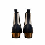 Luxury Dual-Tone Croco Leather Chelsea Boots with Metallic Gold Heel