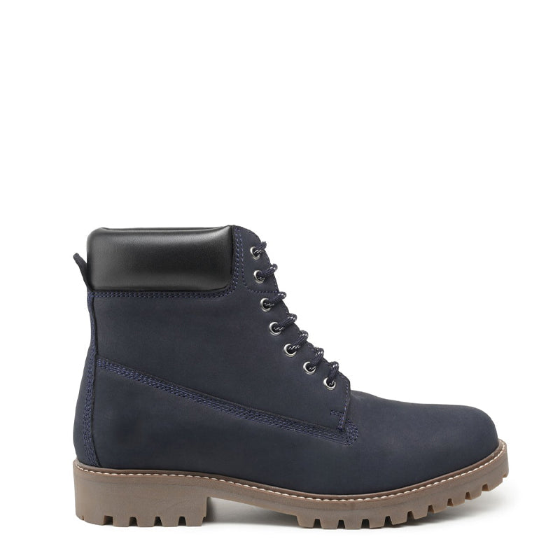 Urban Leather Lace Up High Ankle Boot Blue