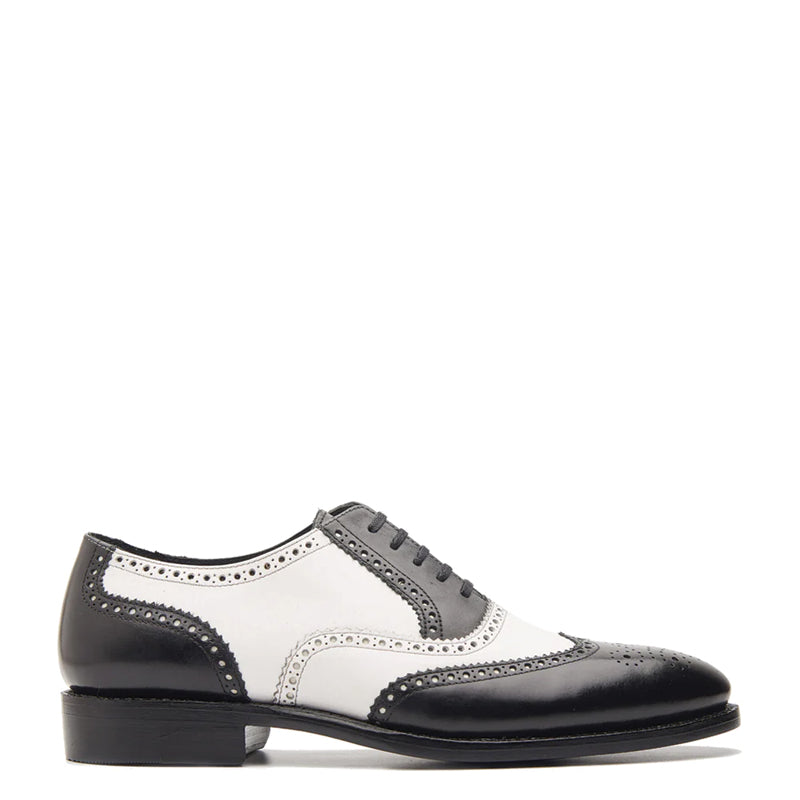 Wingtip Dual Tone Leather Formal Oxford Black and White Shoe