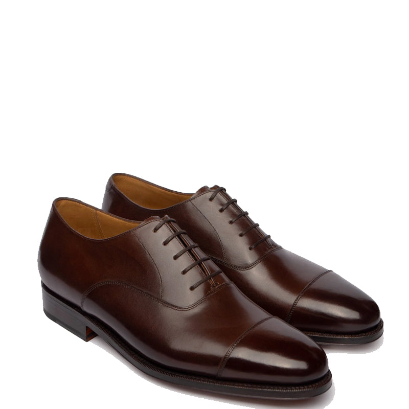 Plain Classic Captoe Leather Oxford Shoe Burgundy