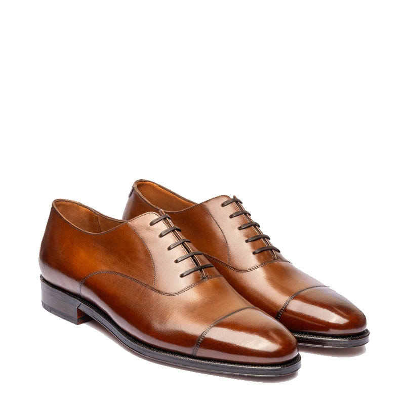 Plain Classic Captoe Leather Oxford Shoe Burgundy