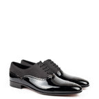 Men Patent Shiny Leather Handmade Oxford Shoe Black