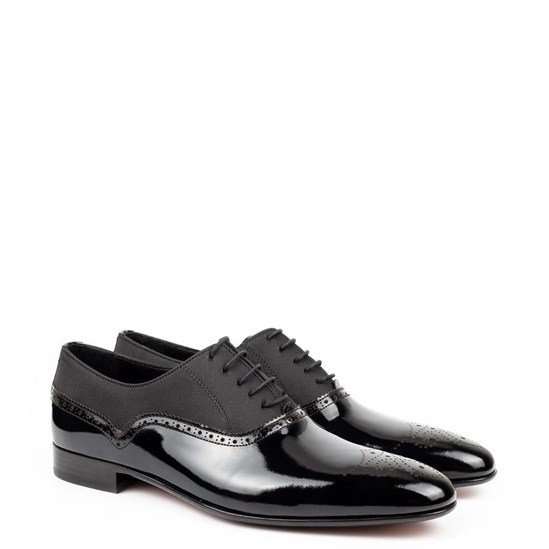 Men Patent Shiny Leather Handmade Oxford Shoe Black