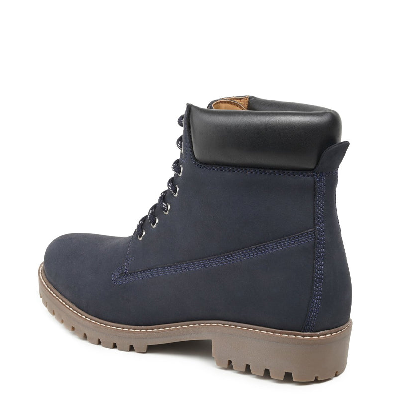 Urban Leather Lace Up High Ankle Boot Blue