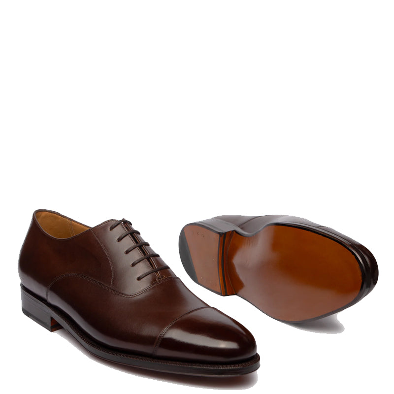 Classic Design Captoe Plain Leather Oxford Shoe Black