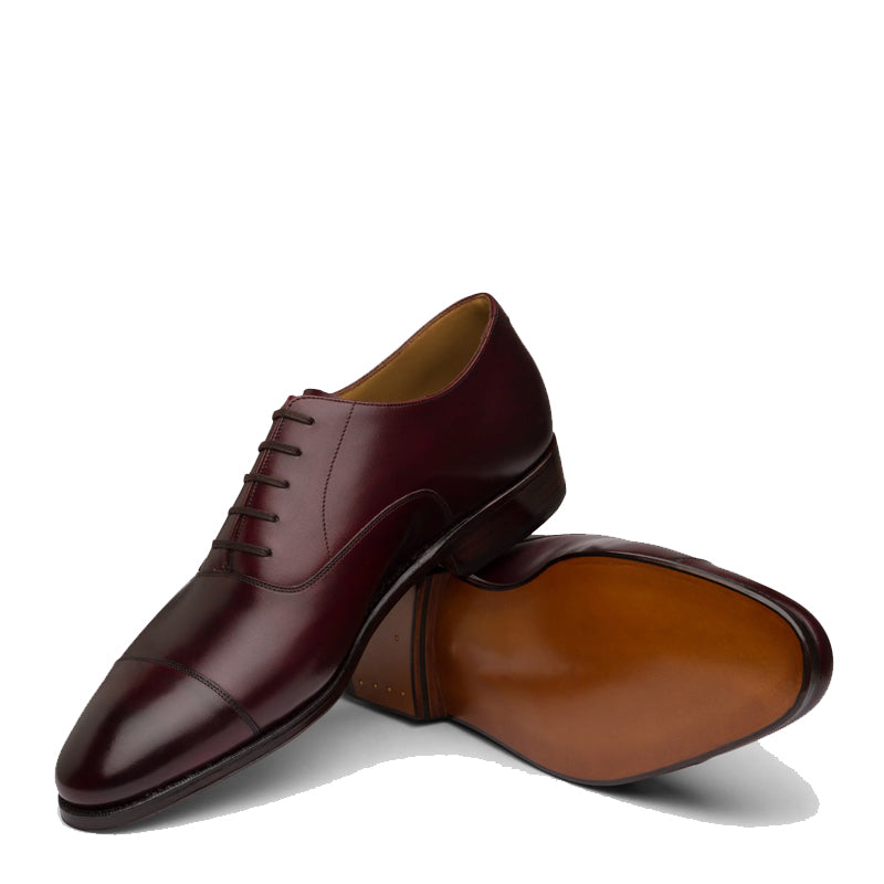 Plain Classic Captoe Leather Oxford Shoe Burgundy