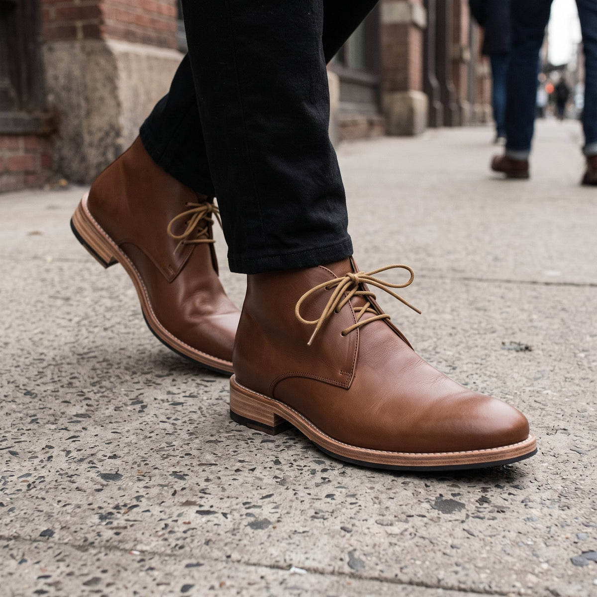 Men's Antique Brown Plain-Toe Leather Chukka Boots — Hussell