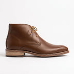 Men's Antique Brown Plain-Toe Leather Chukka Boots — Hussell