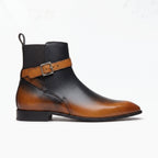 Men's Black and Tan Plain-Toe Leather Jodhpur Boots — carborough