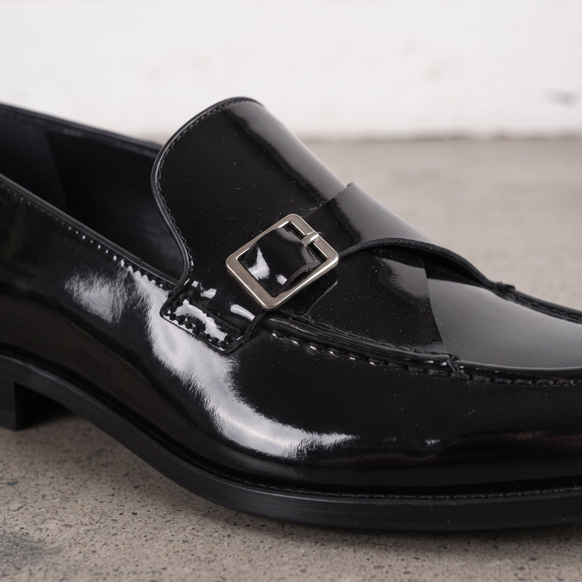 Men's Black Patent Leather Monk Strap Loafers — Lofthouse