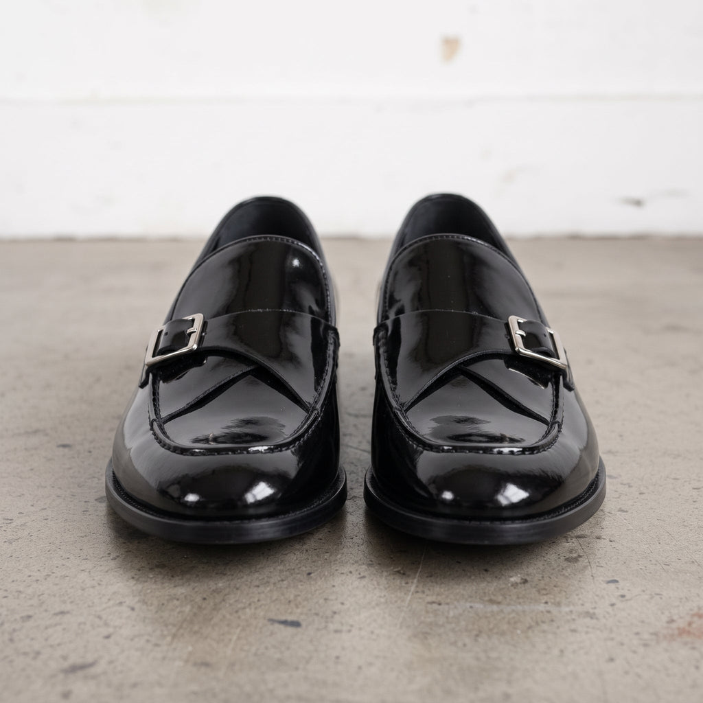 Men's Black Patent Leather Monk Strap Loafers — Lofthouse