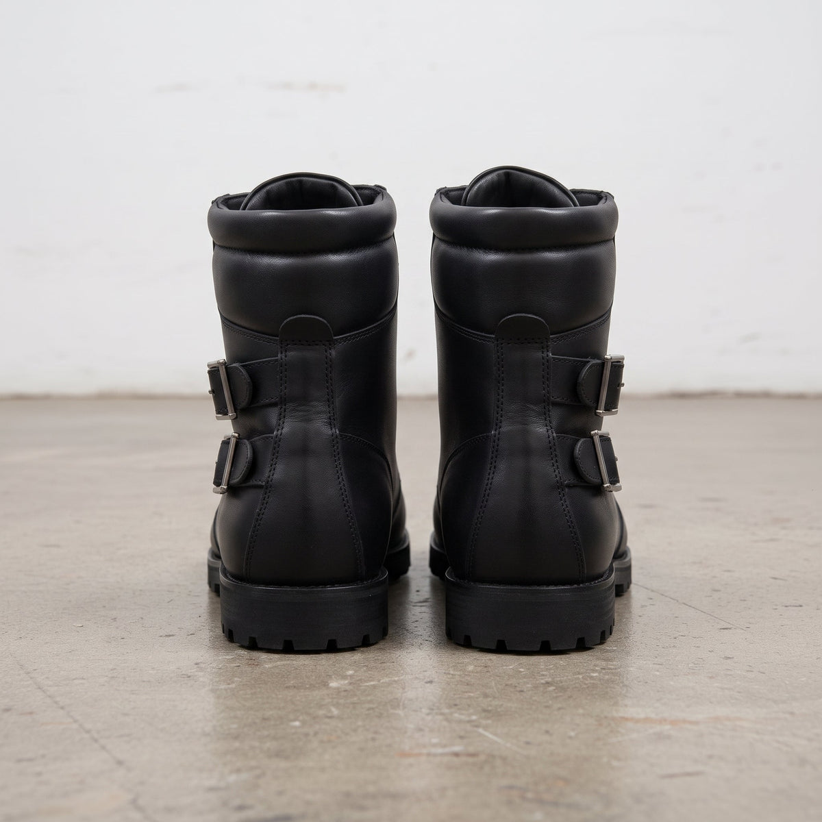 Men's Black Plain-Toe Leather Hiker Boots -