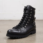 Men's Black Plain-Toe Leather Hiker Boots -