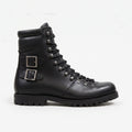 Men's Black Plain-Toe Leather Hiker Boots -