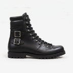 Men's Black Plain-Toe Leather Hiker Boots -