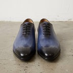Men's Blue and Black Cap-Toe Leather Oxfords — Deaton