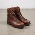 Men's Brown Plain-Toe Leather Hiker Boots —