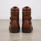 Men's Brown Plain-Toe Leather Hiker Boots —