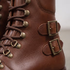 Men's Brown Plain-Toe Leather Hiker Boots —