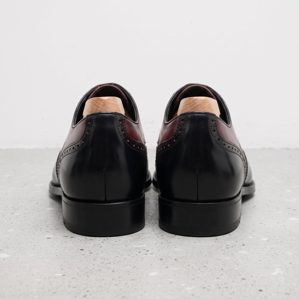 Men's Burgundy and Black Wingtip Leather Brogue Derbys — Hastley
