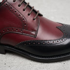 Men's Burgundy and Black Wingtip Leather Brogue Derbys — Hastley