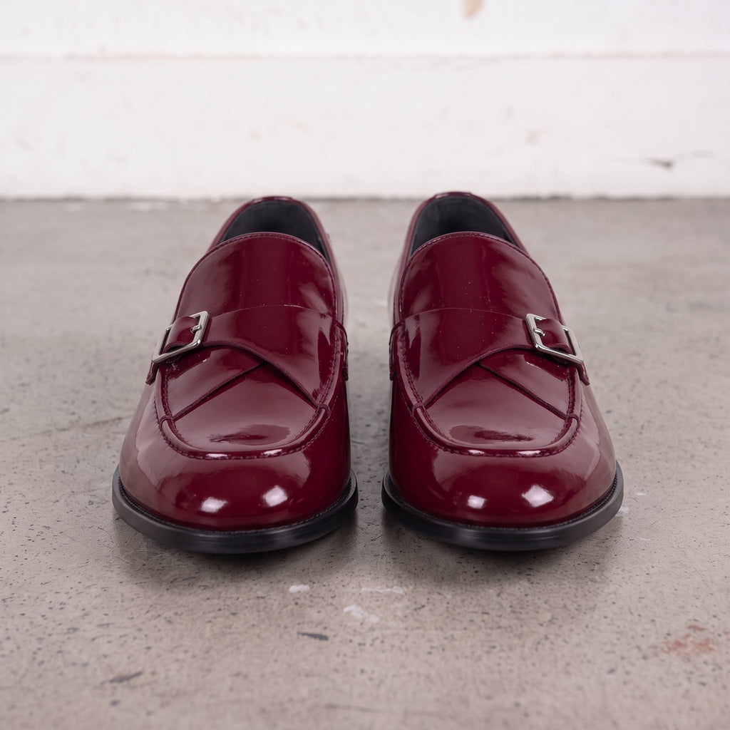Men's Burgundy Patent Leather Monk Strap Loafers — Lofthouse