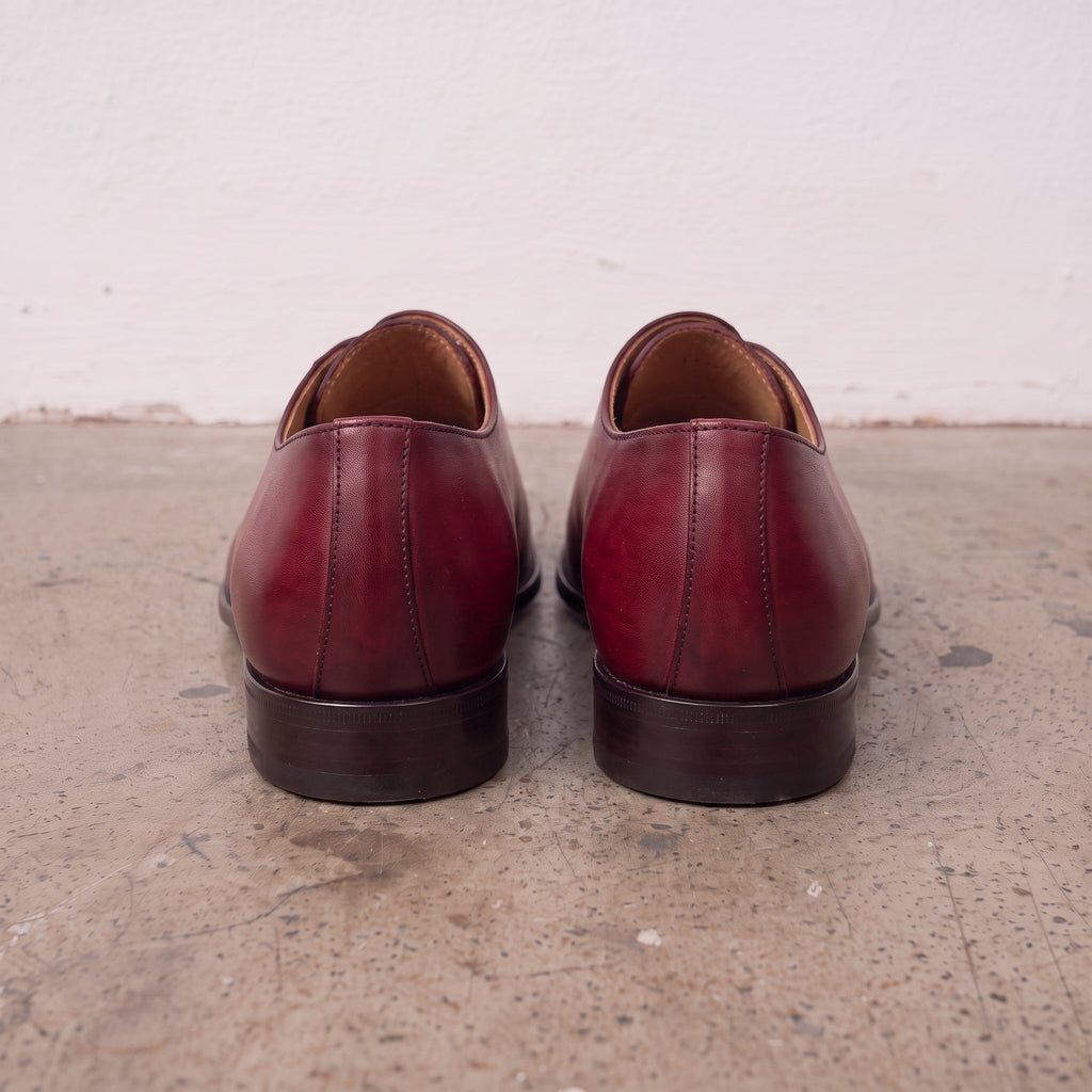 Men's Burgundy Wholecut Leather Oxfords — Perceval