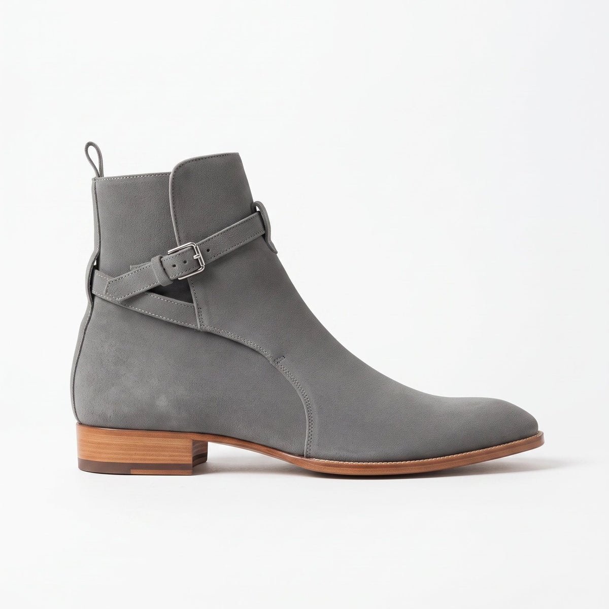Men's Gray Suede Buckle Ankle Boots — Hampton