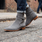 Men's Gray Suede Buckle Ankle Boots — Hampton