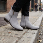 Men's Light Gray Plain-Toe Suede Ankle Boots — Milloway