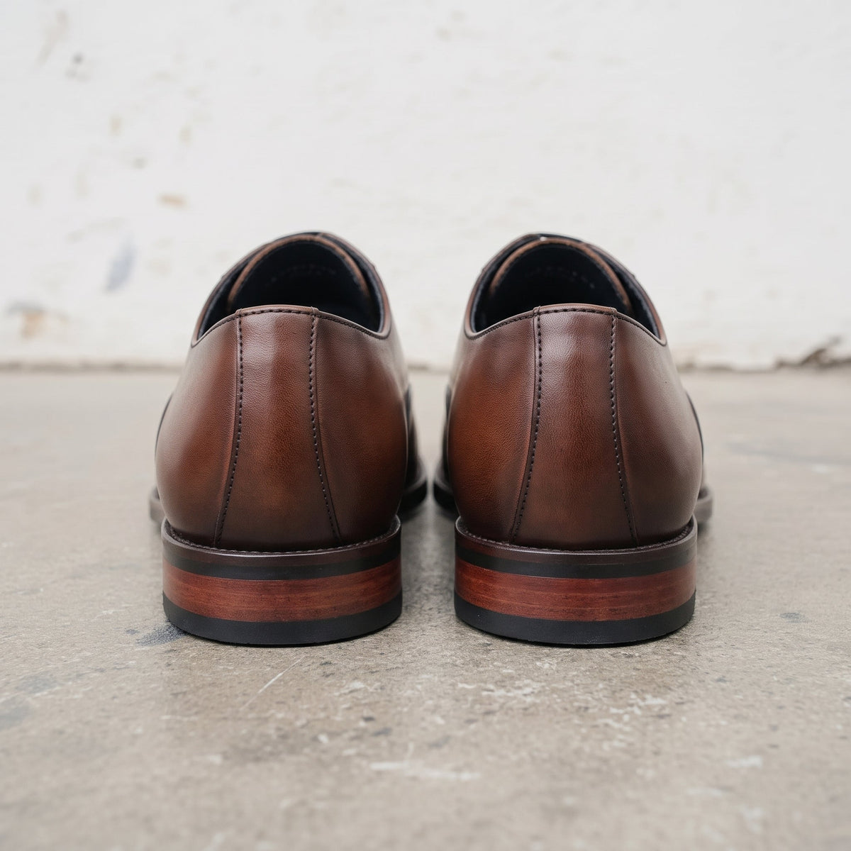 Men's Brown and Black Cap-Toe Leather Oxfords — Heswall