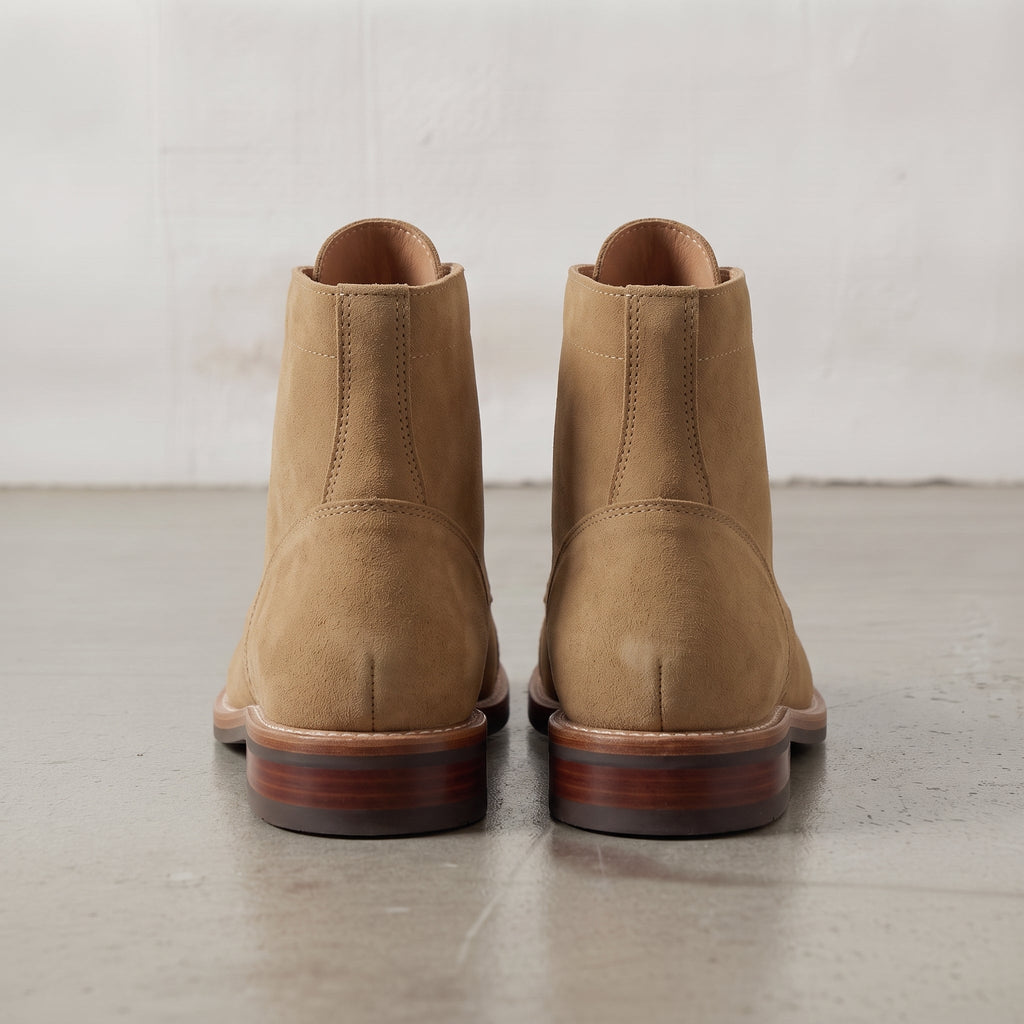 Men's Tan Cap-Toe Suede Ankle Lace-Up Boots — Mexley